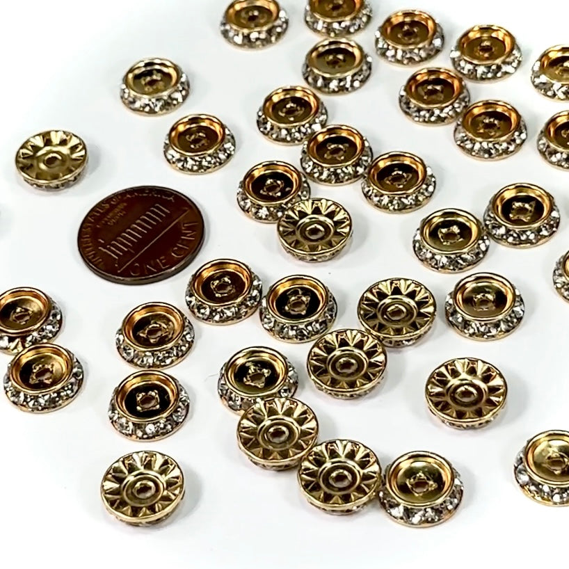 Gold-Plated 5mm Crystal AB Rhinestone Rondelle Spacer Bead