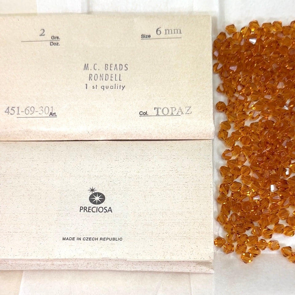Topaz Czech Glass Beads Machine Cut Bicones MC Rondell Diamond Shape light brown crystals 3mm 4mm 5mm 6mm 8mm 10mm