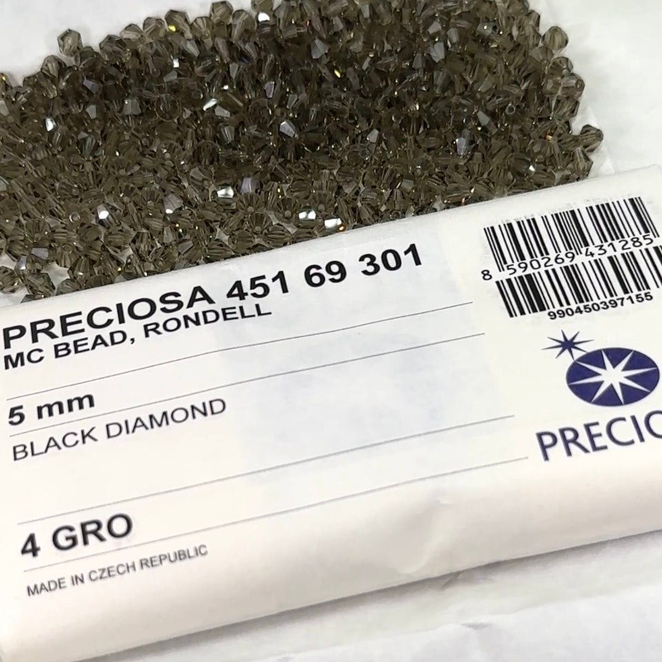 Black Diamond, Czech Glass Beads, Machine Cut Bicones (MC Rondell, Diamond Shape), grey crystals