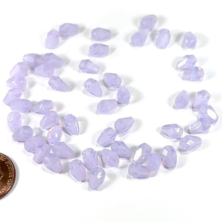 Czech Glass Pear Shaped Fire Polished Beads 7x5mm Violet Opal Tear Drops, 50 pieces, J553O