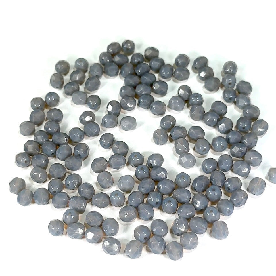 Dark Grey Opal Czech Fire Polished Round Faceted Glass Beads 4mm 6mm 8mm 10mm