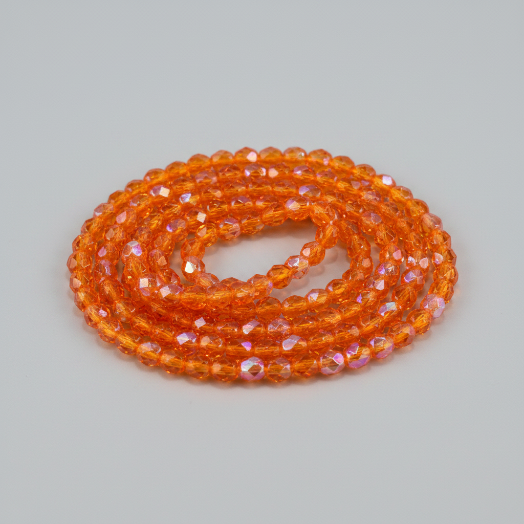 Hyacinth AB orange Czech Fire Polished Round Faceted Glass Beads