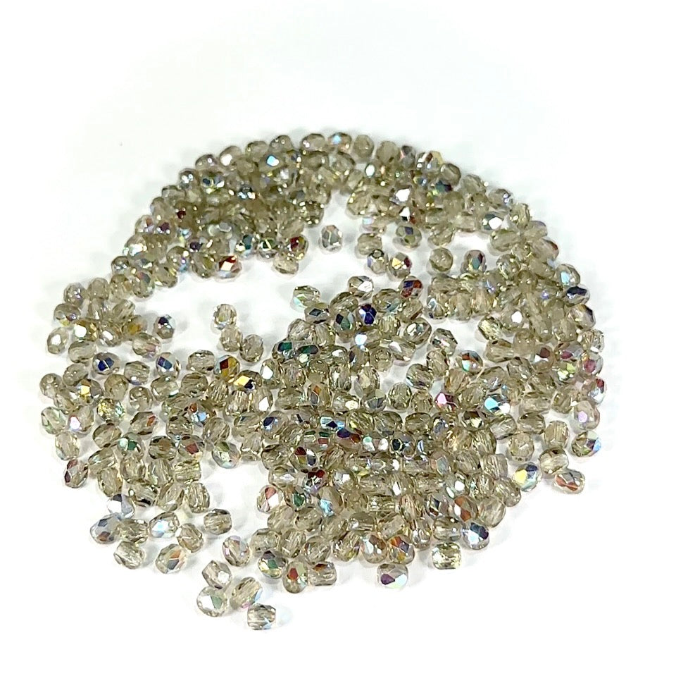 Black Diamond AB Coated Czech Fire Polished Round Faceted Glass Beads 4mm 300pcs J580