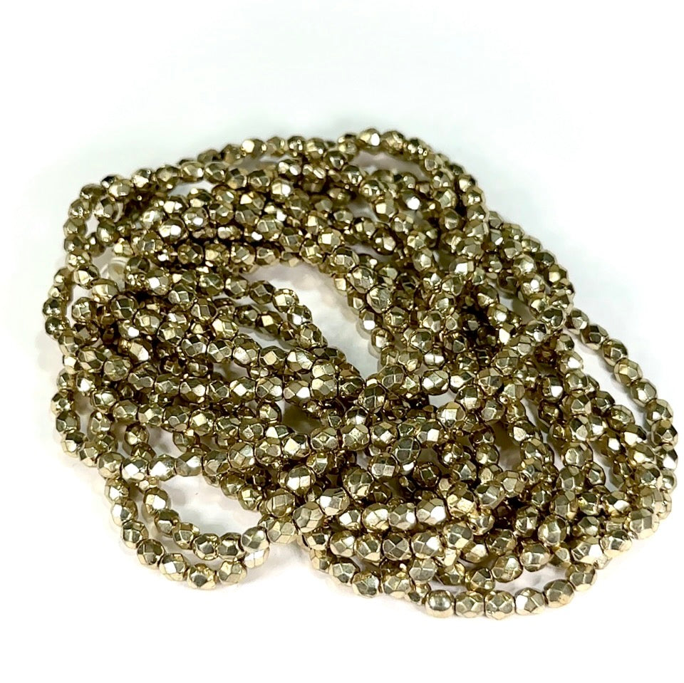 Pegasus Gold Coated Czech Fire Polished Round Faceted Glass Beads