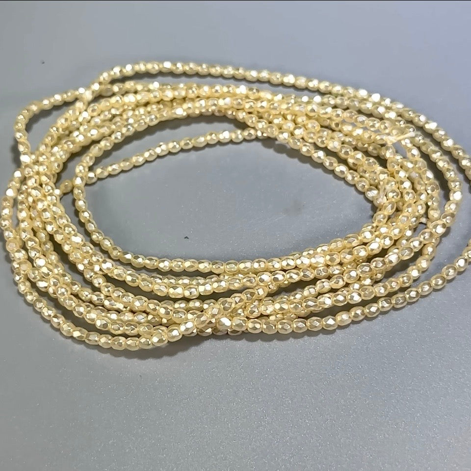 Ivory Carmen Pearl Czech Fire Polished Round Faceted Glass Beads 3mm 150pcs J586