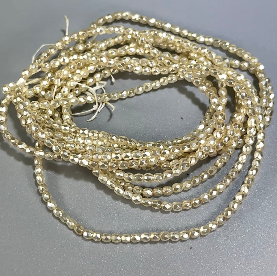 Off White Carmen Pearl Czech Fire Polished Round Faceted Glass Beads 3mm 150pcs J587