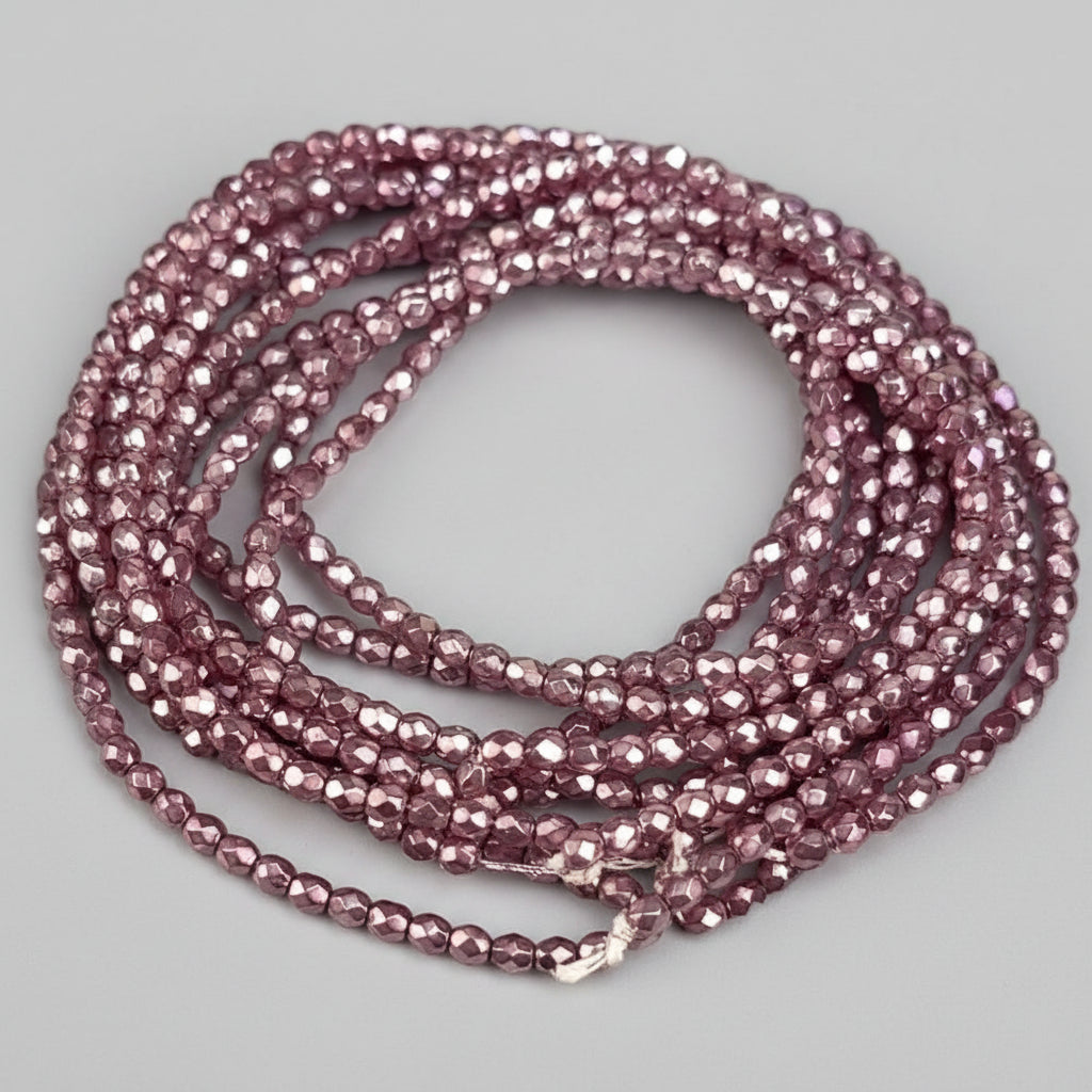 Rose Carmen Pearl Czech Fire Polished Round Faceted Glass Beads 4mm 120pcs J588