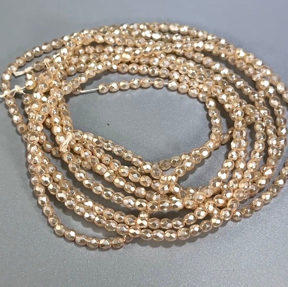 Pink Peach Carmen Pearl Czech Fire Polished Round Faceted Glass Beads 4mm 120pcs J589