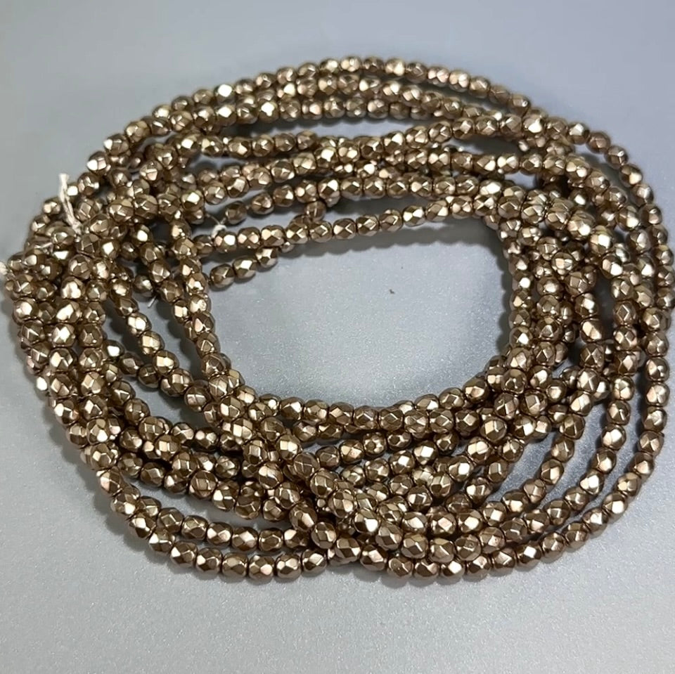 Light Brown Carmen Pearl Czech Fire Polished Round Faceted Glass Beads 4mm 120pcs J590
