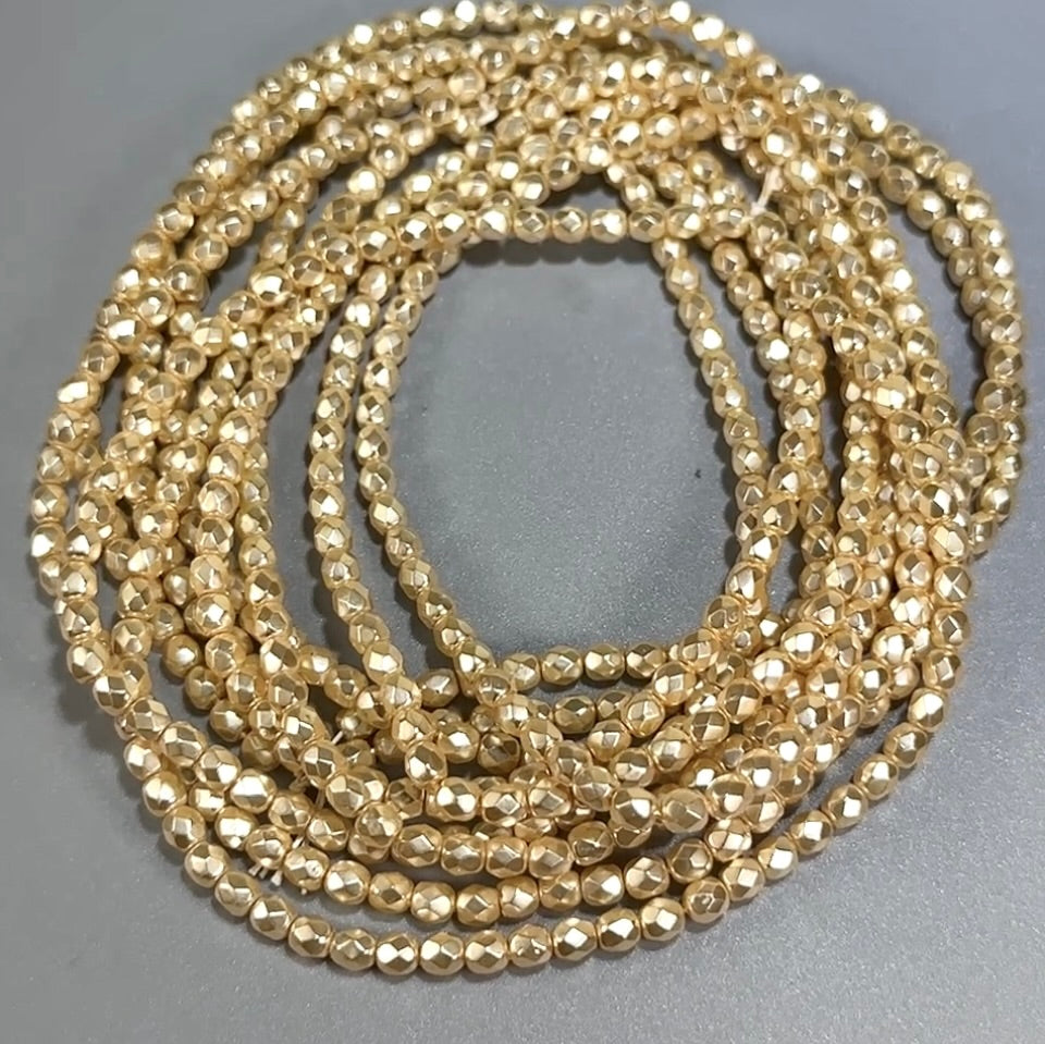 Cream Carmen Pearl Czech Fire Polished Round Faceted Glass Beads 4mm 120pcs J592