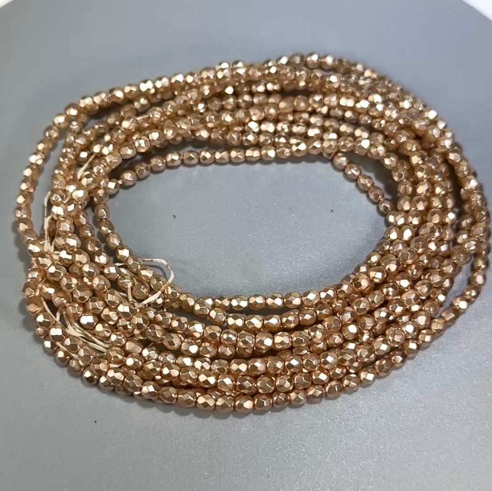 Apricot Carmen Pearl Czech Fire Polished Round Faceted Glass Beads 4mm 120pcs J593