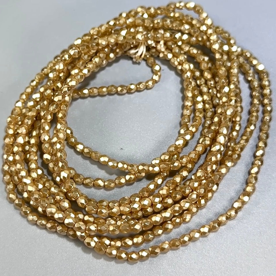 Golden Cream Carmen Pearl Czech Fire Polished Round Faceted Glass Beads 4mm 120pcs J596