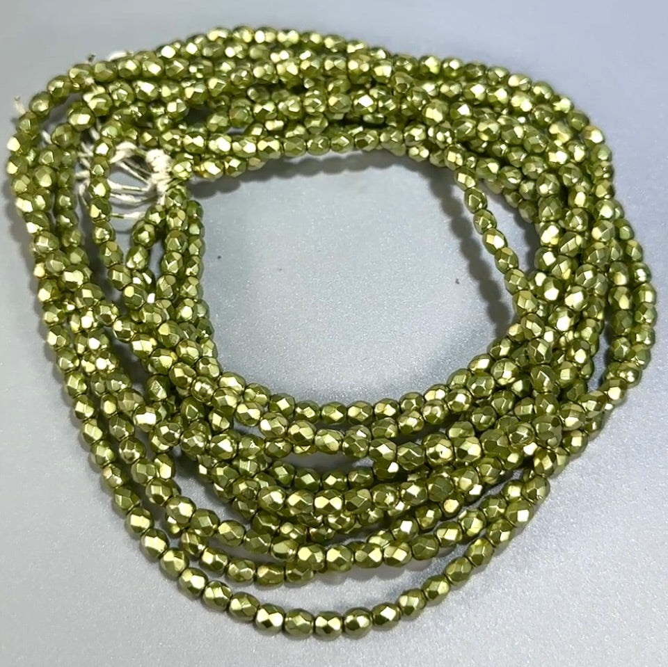 Light Green Carmen Pearl Czech Fire Polished Round Faceted Glass Beads 4mm 120pcs J601