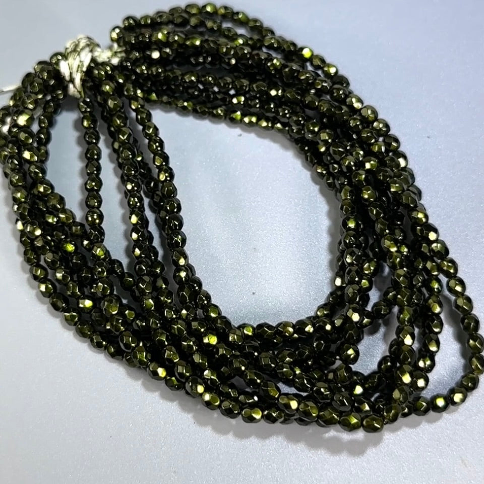 Hunter Green Carmen Pearl Czech Fire Polished Round Faceted Glass Beads 4mm 120pcs J602
