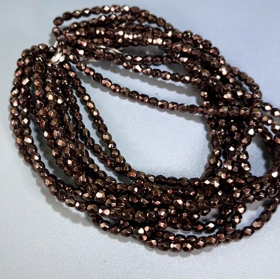Bronze Carmen Pearl Czech Fire Polished Round Faceted Glass Beads 4mm 100pcs J603