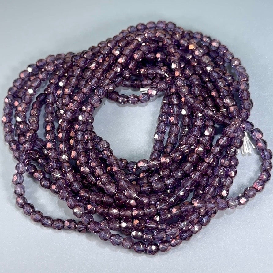 Lumi Amethyst Czech Fire Polished Round Faceted Glass Beads 4mm 600pcs J612