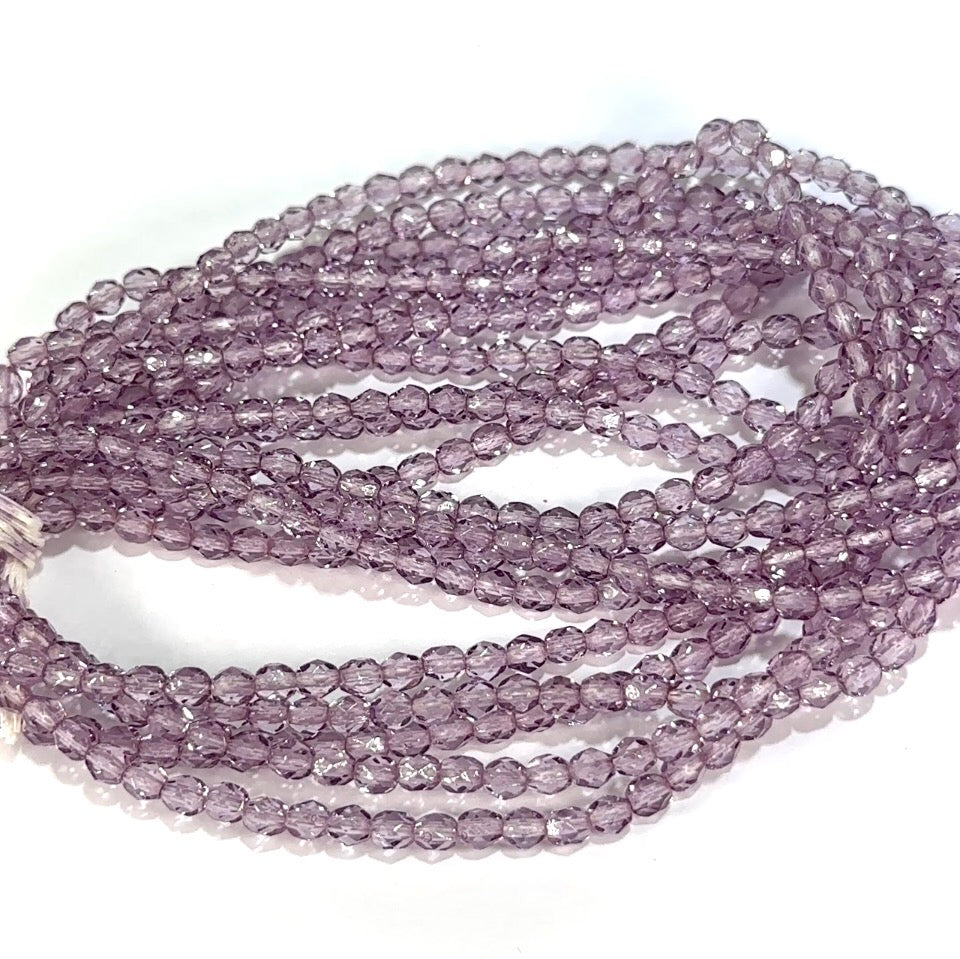 Light Purple coated Czech Fire Polished Round Faceted Glass Beads 4mm 120pcs J622