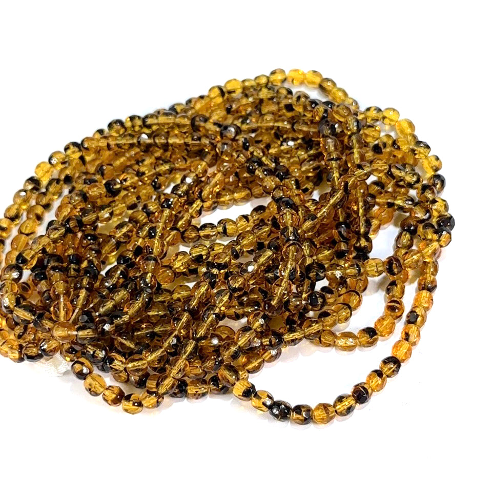Tortoise 2-tone Czech Fire Polished Round Faceted Glass Beads 4mm 600pcs J632