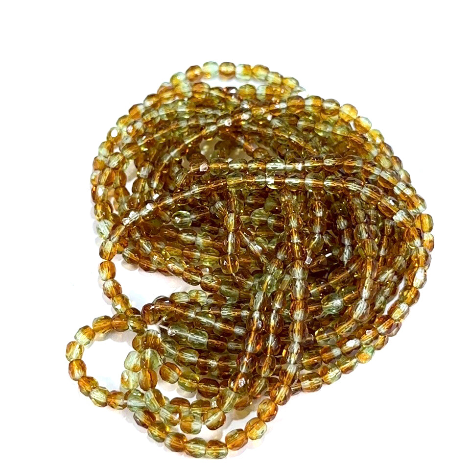 Tropical Topaz 2-tone Czech Fire Polished Round Faceted Glass Beads 4mm 600pcs J636