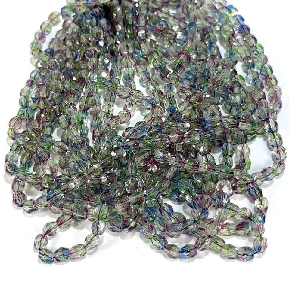 Light Multi Czech Fire Polished Round Faceted Glass Beads 4mm 600pcs J637