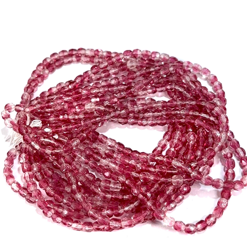 French Fuchsia 2-tone Czech Fire Polished Round Faceted Glass Beads 4mm 600pcs J638