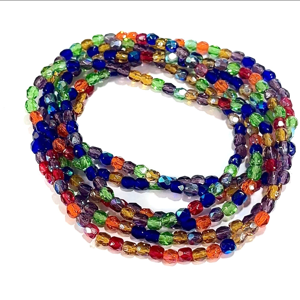 Lollipop AB Mix Czech Fire Polished Round Faceted Glass Beads 4mm 300pcs J640