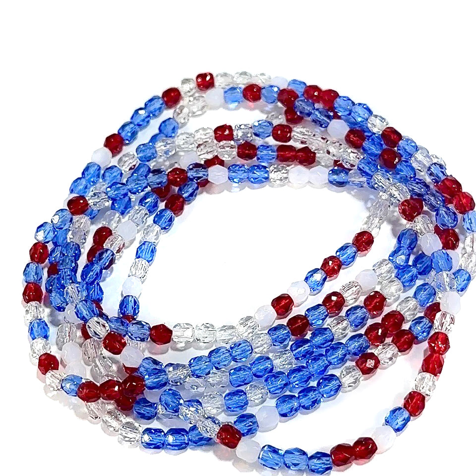 Flag Color Mix Czech Fire Polished Round Faceted Glass Beads 4mm 300pcs J641