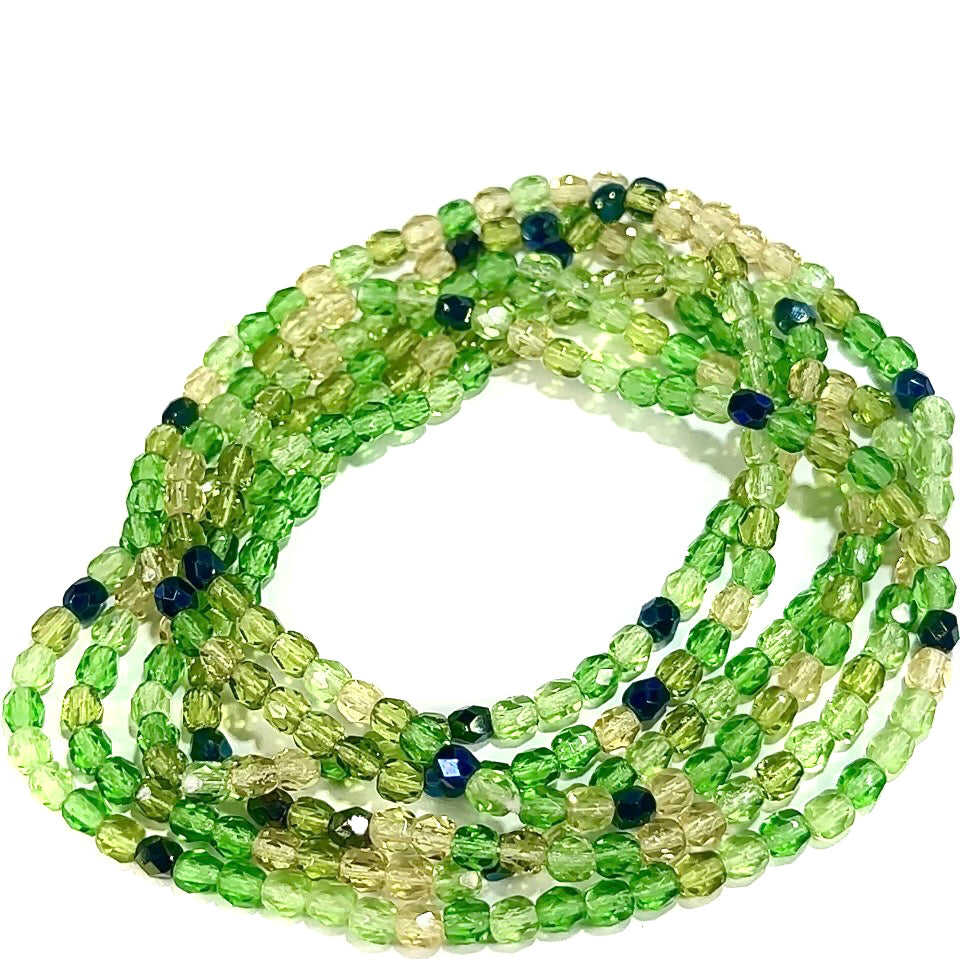 Simply Green Mix Czech Fire Polished Round Faceted Glass Beads 4mm 300pcs J644