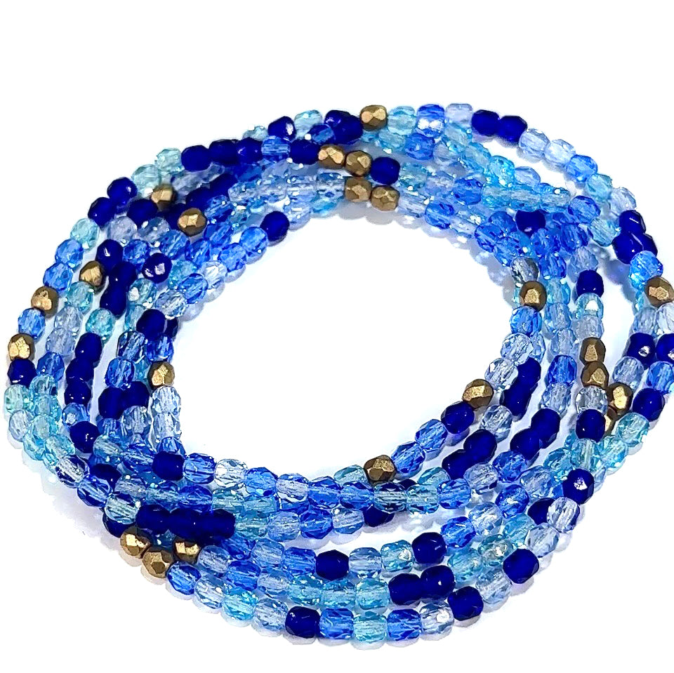 Blue Sky Mix Czech Fire Polished Round Faceted Glass Beads 4mm 300pcs J645