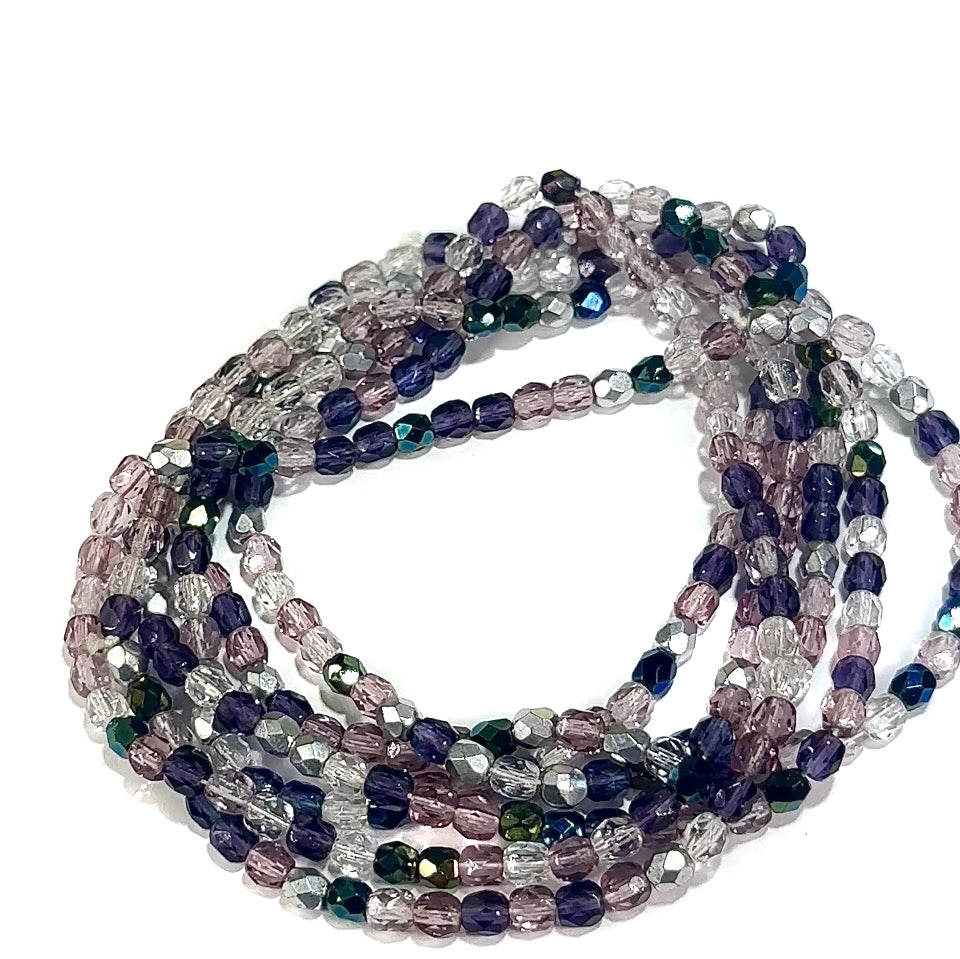 Purple Ice Mix Czech Fire Polished Round Faceted Glass Beads 4mm 300pcs J648