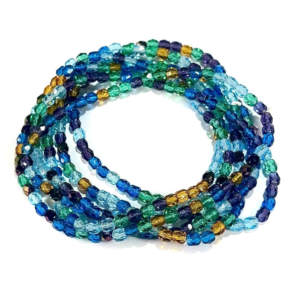 Peacock Mix Czech Fire Polished Round Faceted Glass Beads 4mm 300pcs J650