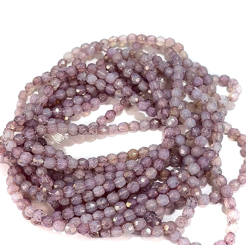 Milky Pink Lumi Czech Fire Polished Round Faceted Glass Beads 4mm 600pcs J654
