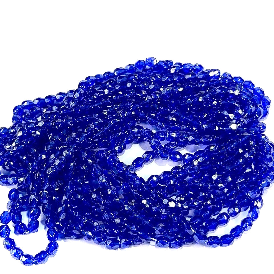 Sapphire Shimmer Czech Fire Polished Round Faceted Glass Beads 4mm 600pcs J657