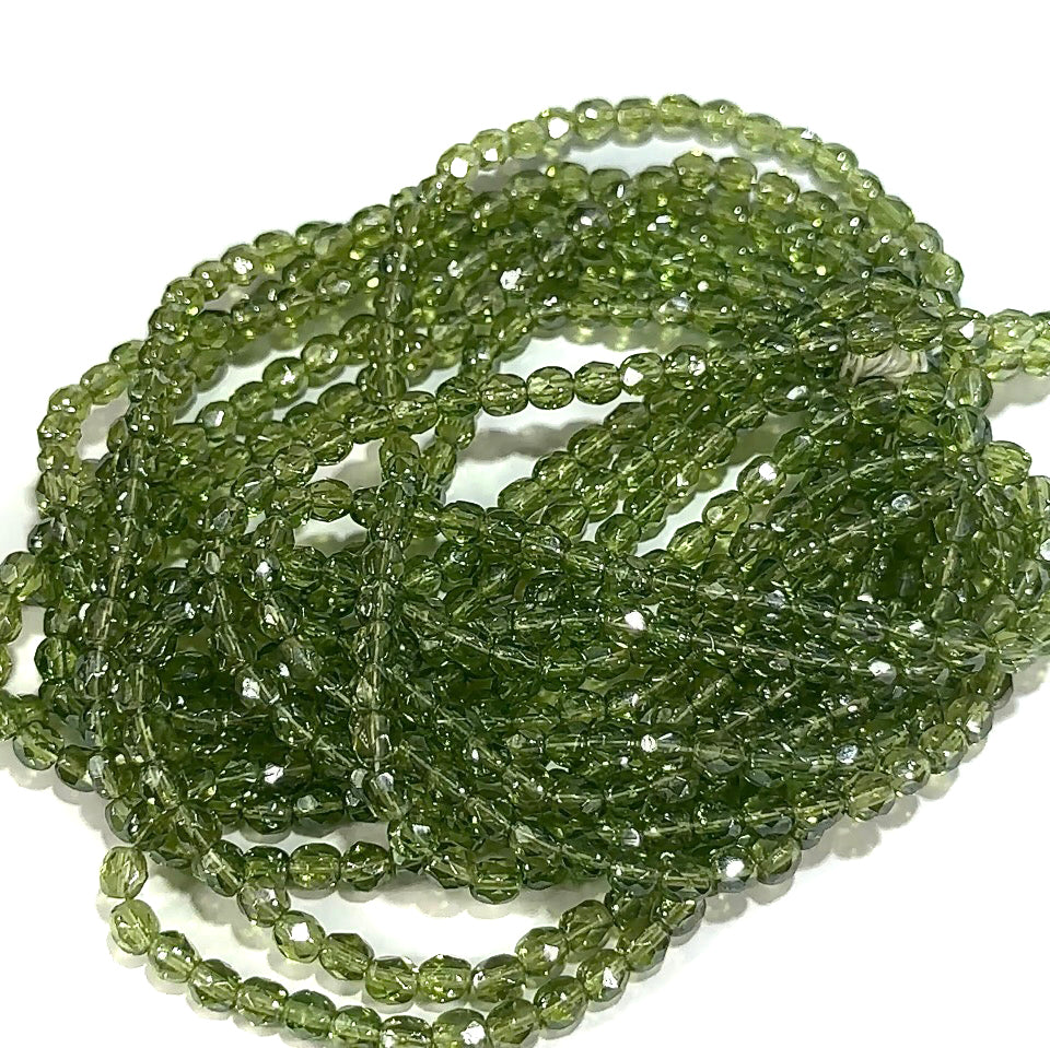 Light Olivine Shimmer Czech Fire Polished Round Faceted Glass Beads 4mm 600pcs J659