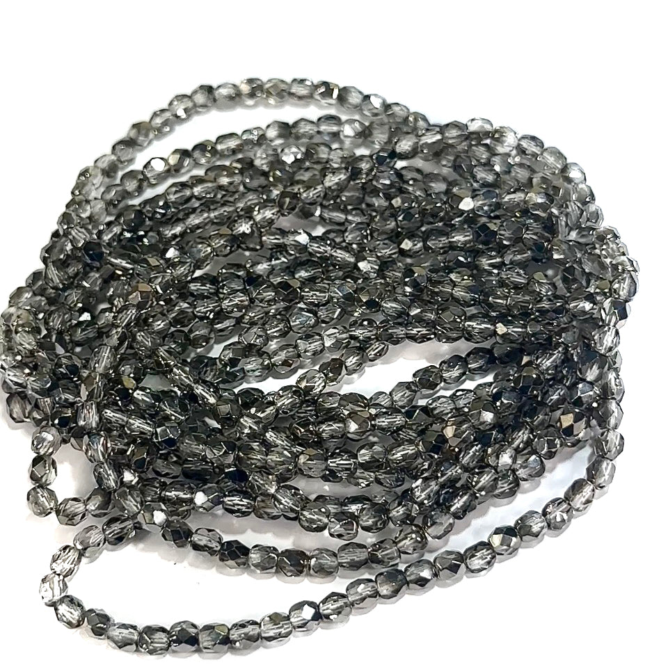 Crystal Platinum Czech Fire Polished Round Faceted Glass Beads 4mm 600pcs J660