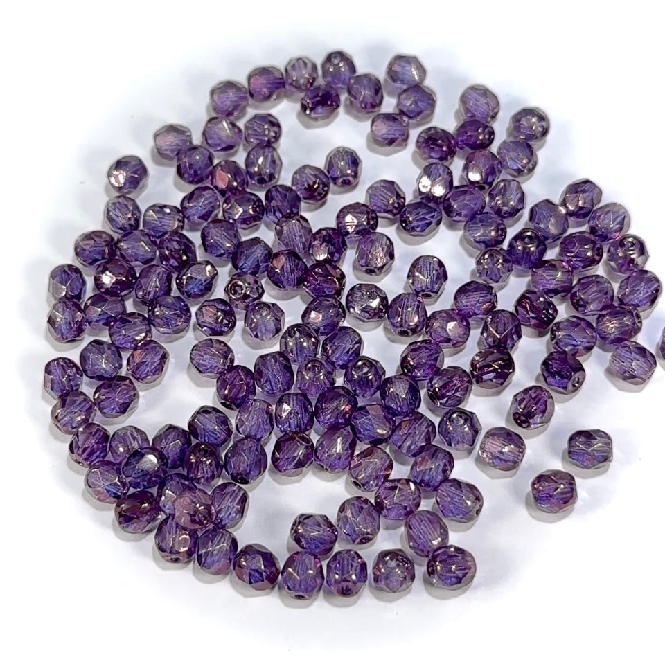 Crystal Vega fully coated Czech Fire Polished Round Faceted Glass Beads 6mm 60pcs J684
