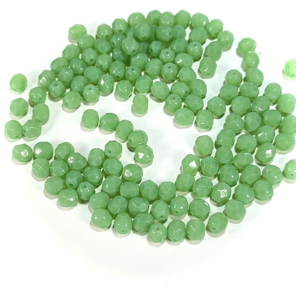 Green Opal Czech Fire Polished Round Faceted Glass Beads 6mm 60pcs J688