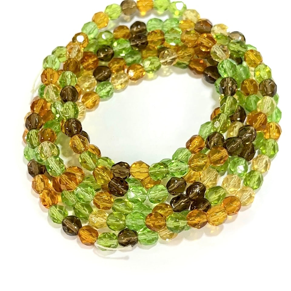 Tropical Topaz Mix Czech Fire Polished Round Faceted Glass Beads 6mm 200pcs J695