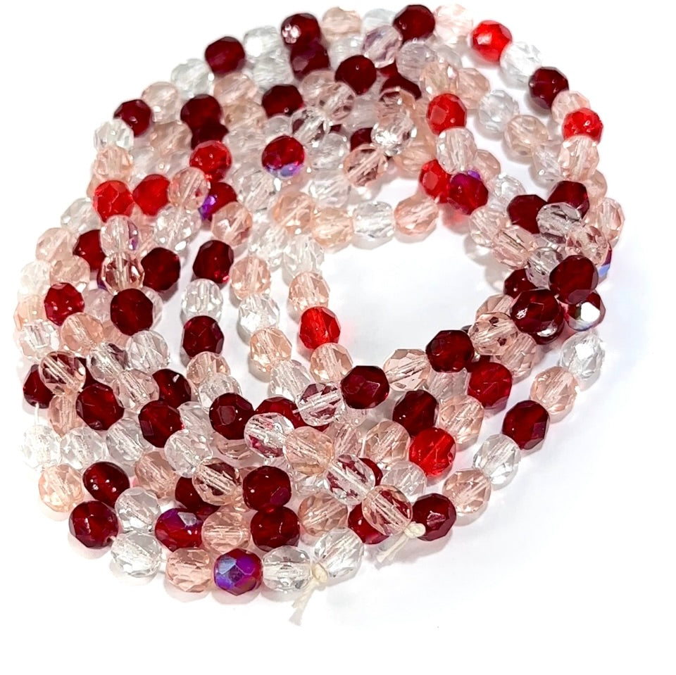 Sweetheart Mix Czech Fire Polished Round Faceted Glass Beads 6mm 200pcs J696