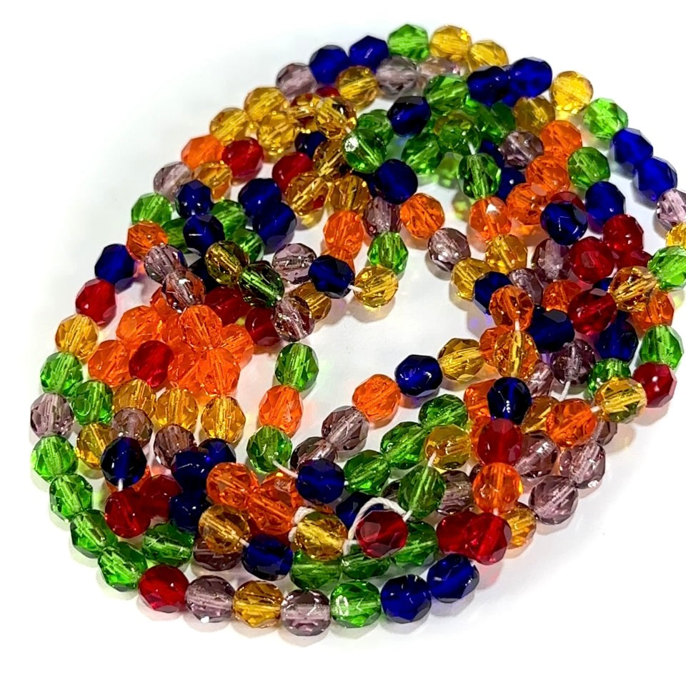 Lollipop Mix Czech Fire Polished Round Faceted Glass Beads 6mm 200pcs J698