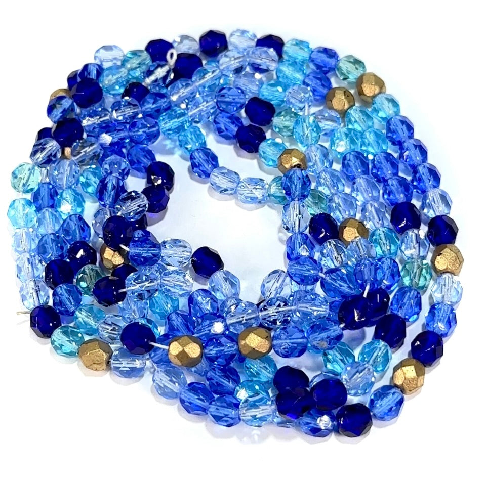 Blue Sky Mix Czech Fire Polished Round Faceted Glass Beads 6mm 200pcs J699
