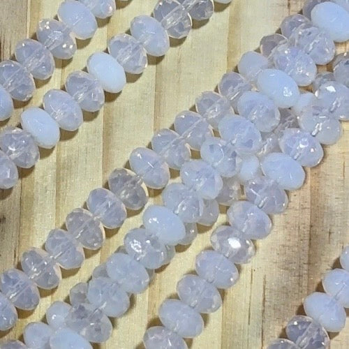 Czech Faceted Glass Doughnut Shaped Fire Polished Rondelle Spacer Beads 4x7mm White Opal milky tire/donut beads 42pcs J775