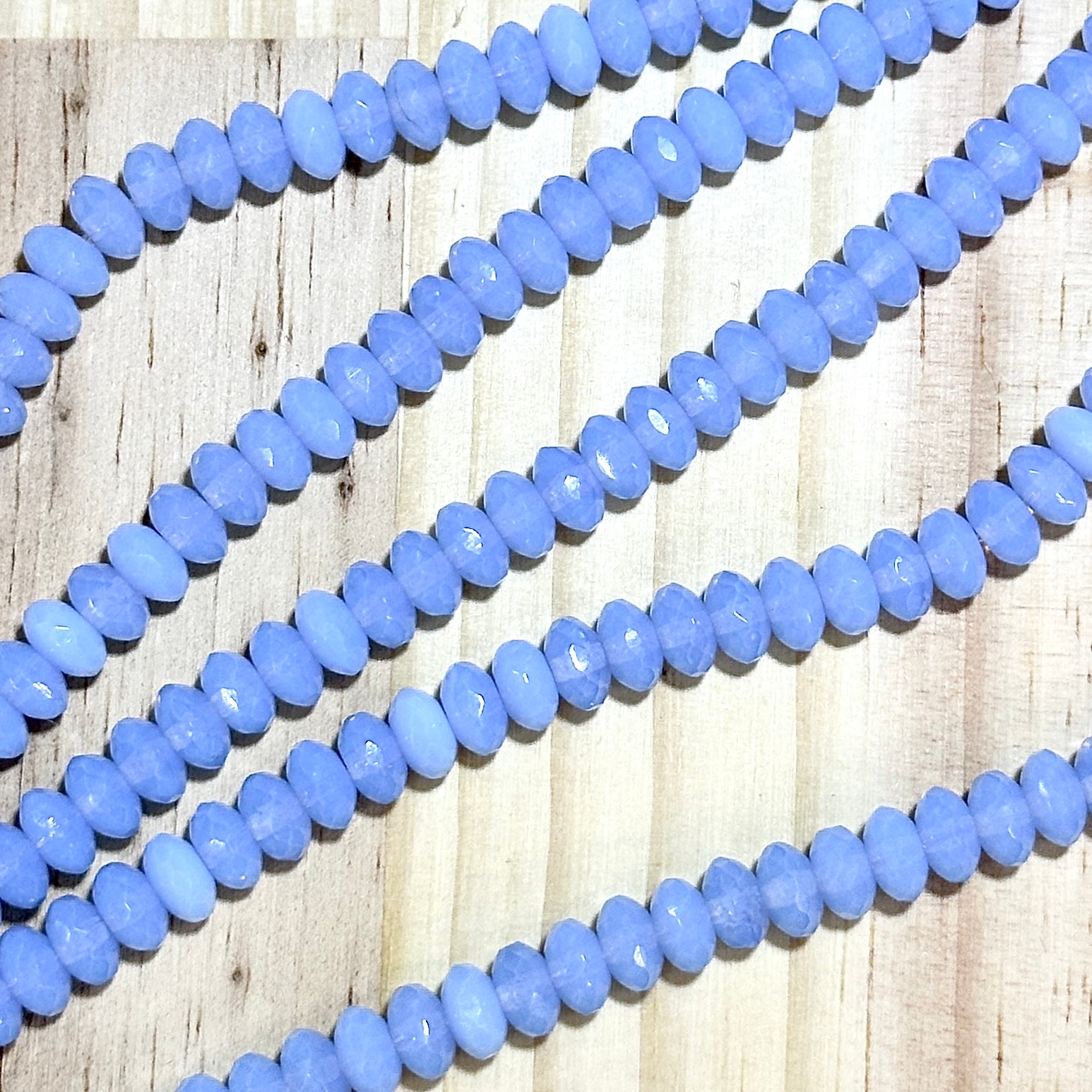 Czech Faceted Glass Doughnut Shaped Fire Polished Rondelle Spacer Beads 4x7mm Sky Blue Opal tire/donut beads 42pcs J777