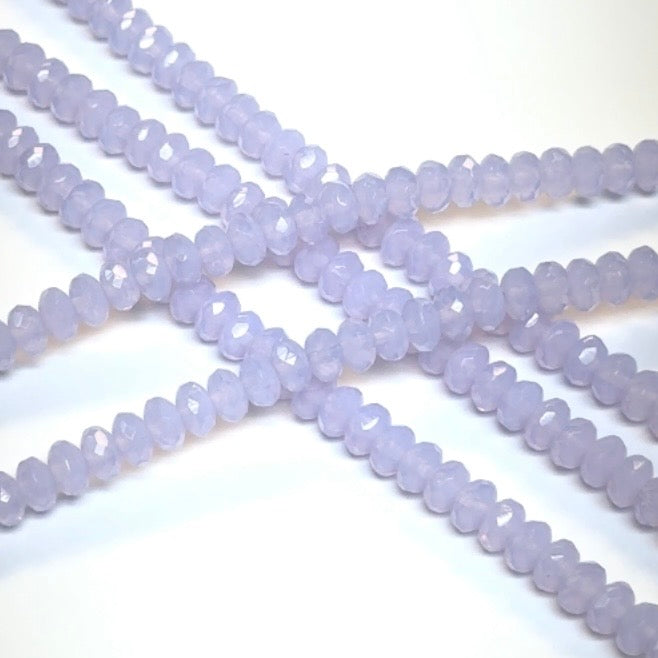 Czech Faceted Glass Doughnut Shaped Fire Polished Rondelle Spacer Beads 4x7mm Violet Light Purple Opal tire/donut beads 42pcs J779
