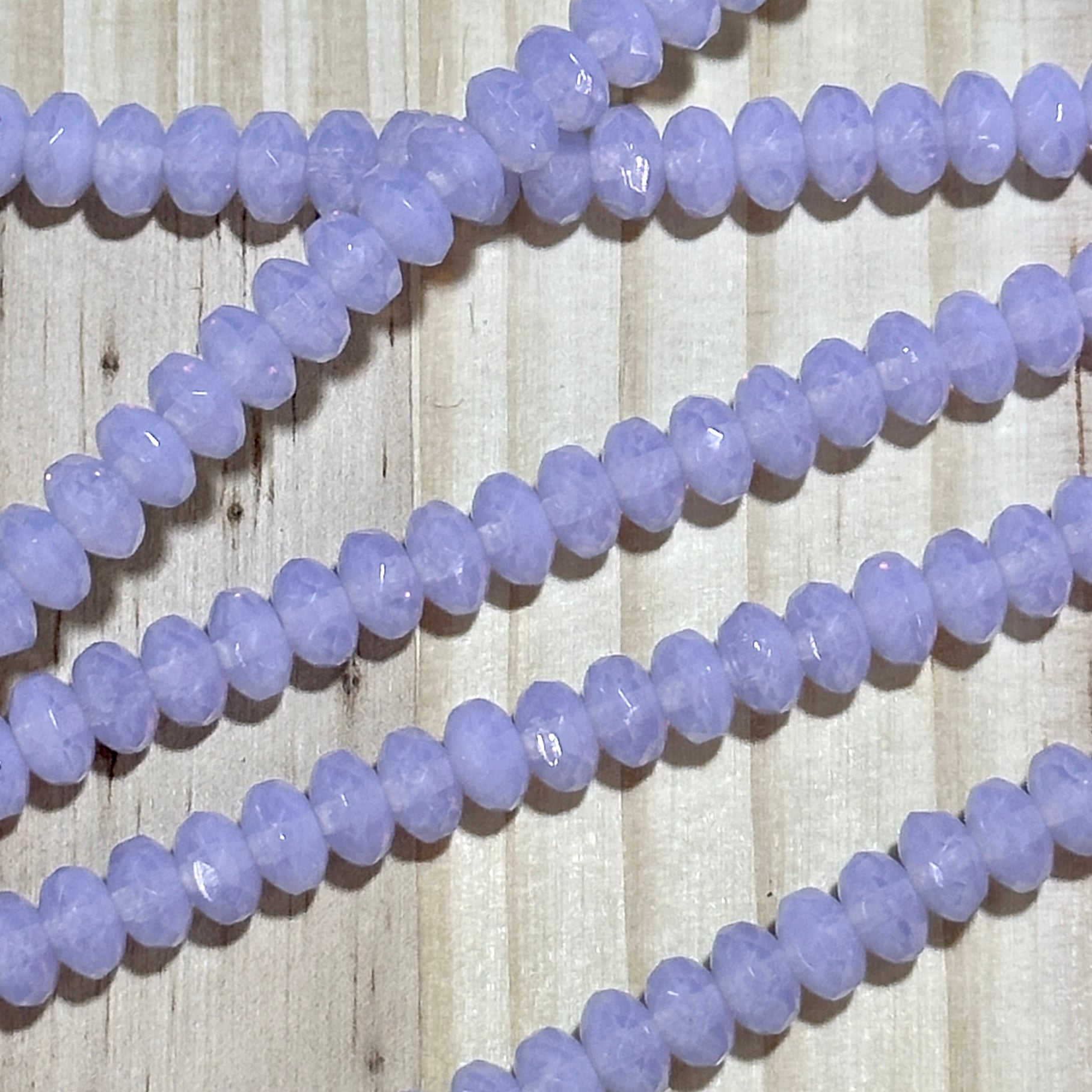 Czech Faceted Glass Doughnut Shaped Fire Polished Rondelle Spacer Beads 4x7mm Violet Light Purple Opal tire/donut beads 42pcs J779