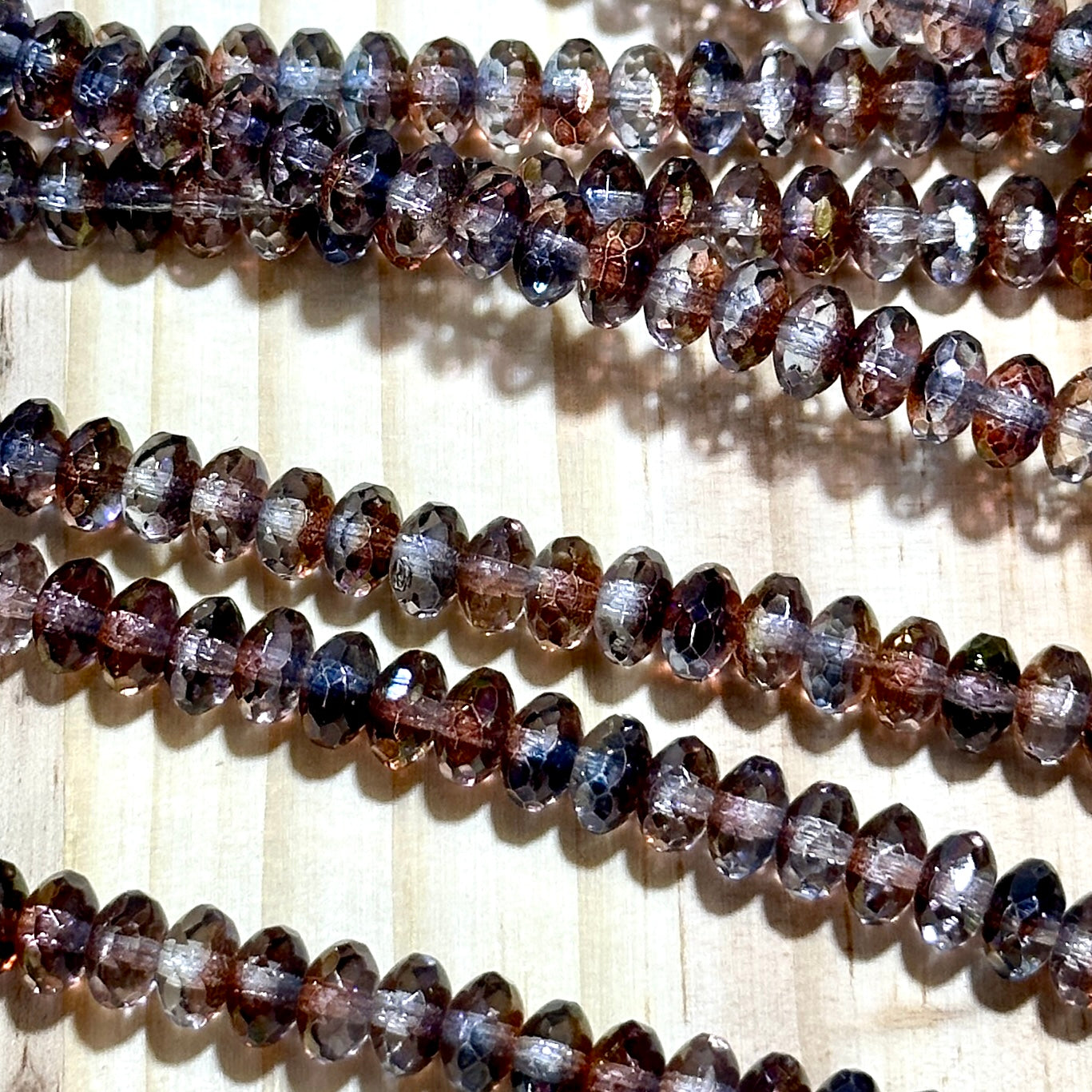 Czech Faceted Glass Doughnut Shaped Fire Polished Rondelle Spacer Beads 4x7mm Rosehip tire/donut beads 42pcs J781