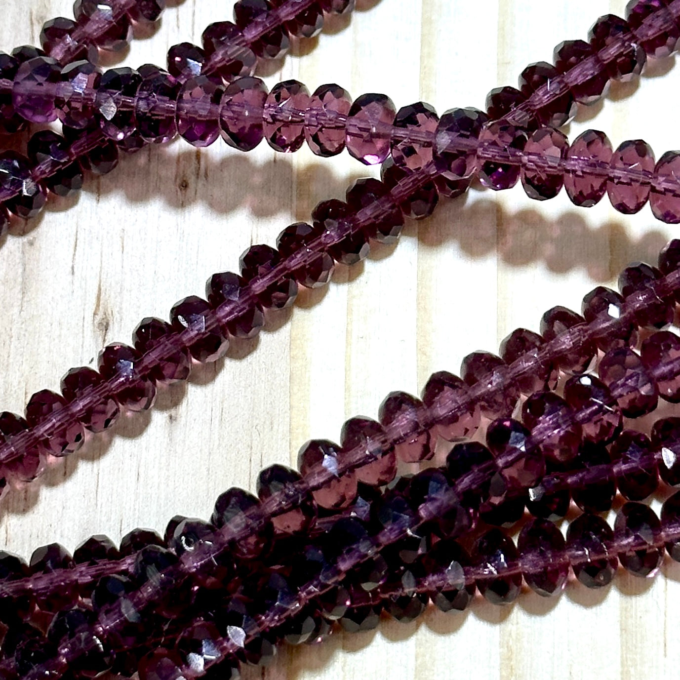 Czech Faceted Glass Doughnut Shaped Fire Polished Rondelle Spacer Beads 4x7mm Amethyst purple tire/donut beads 42pcs J790