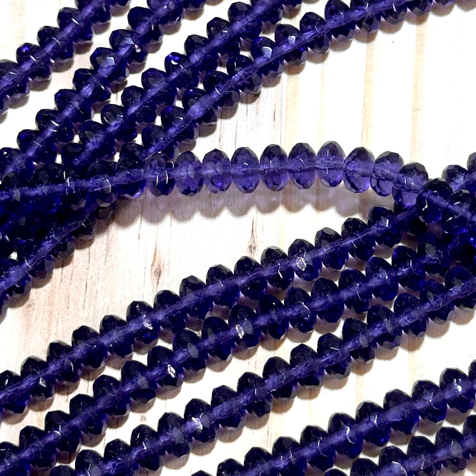 Czech Faceted Glass Doughnut Shaped Fire Polished Rondelle Spacer Beads 4x7mm Tanzanite tire/donut beads 42pcs J793