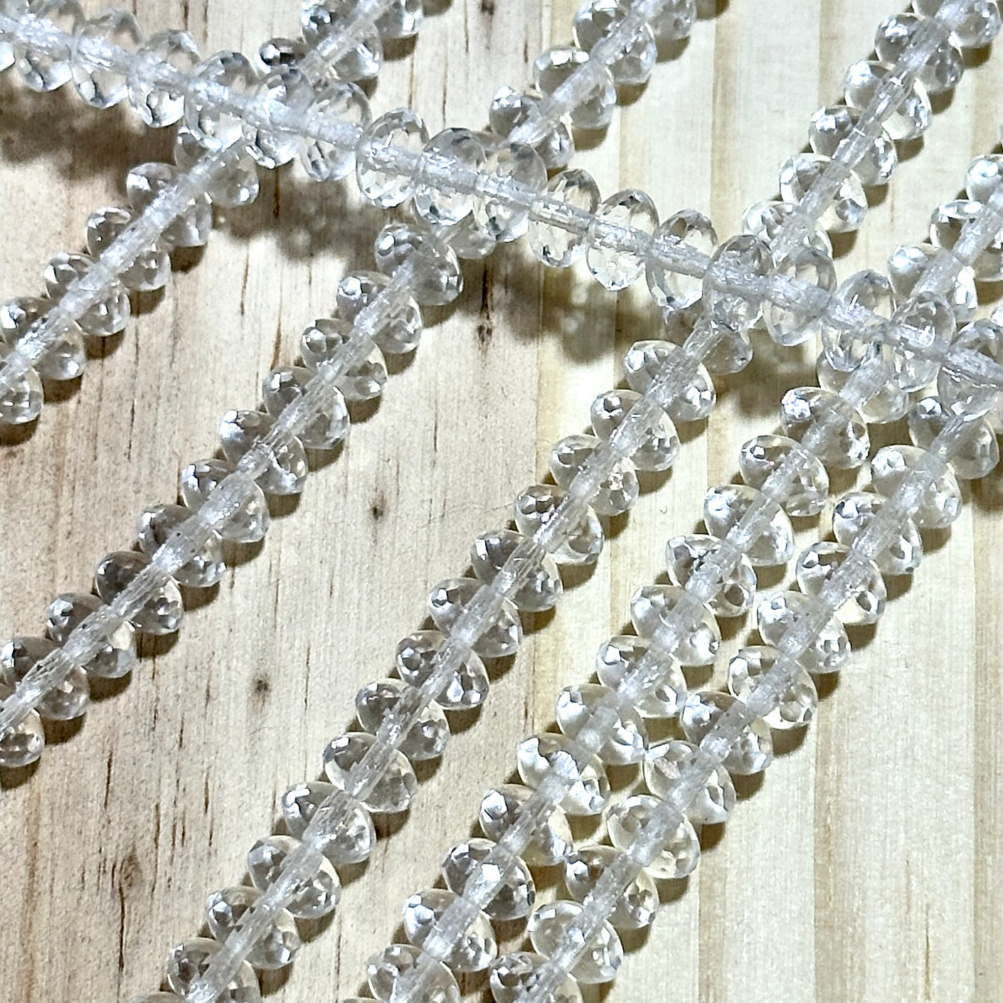 Czech Faceted Glass Doughnut Shaped Fire Polished Rondelle Spacer Beads 4x7mm Crystal clear tire/donut beads 42pcs J795