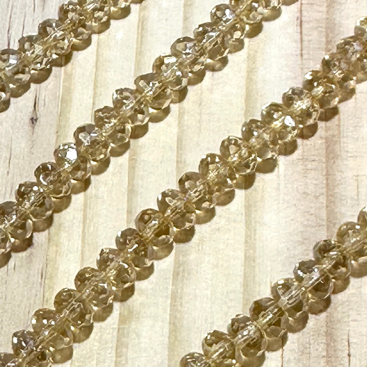 Czech Faceted Glass Doughnut Shaped Fire Polished Rondelle Spacer Beads 4x7mm Crystal Champagne tire/donut beads 42pcs J798